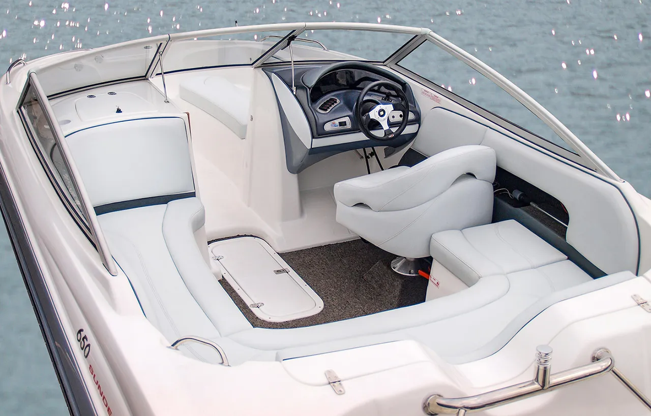 Cockpit of the Odyssey 650 outboard boat