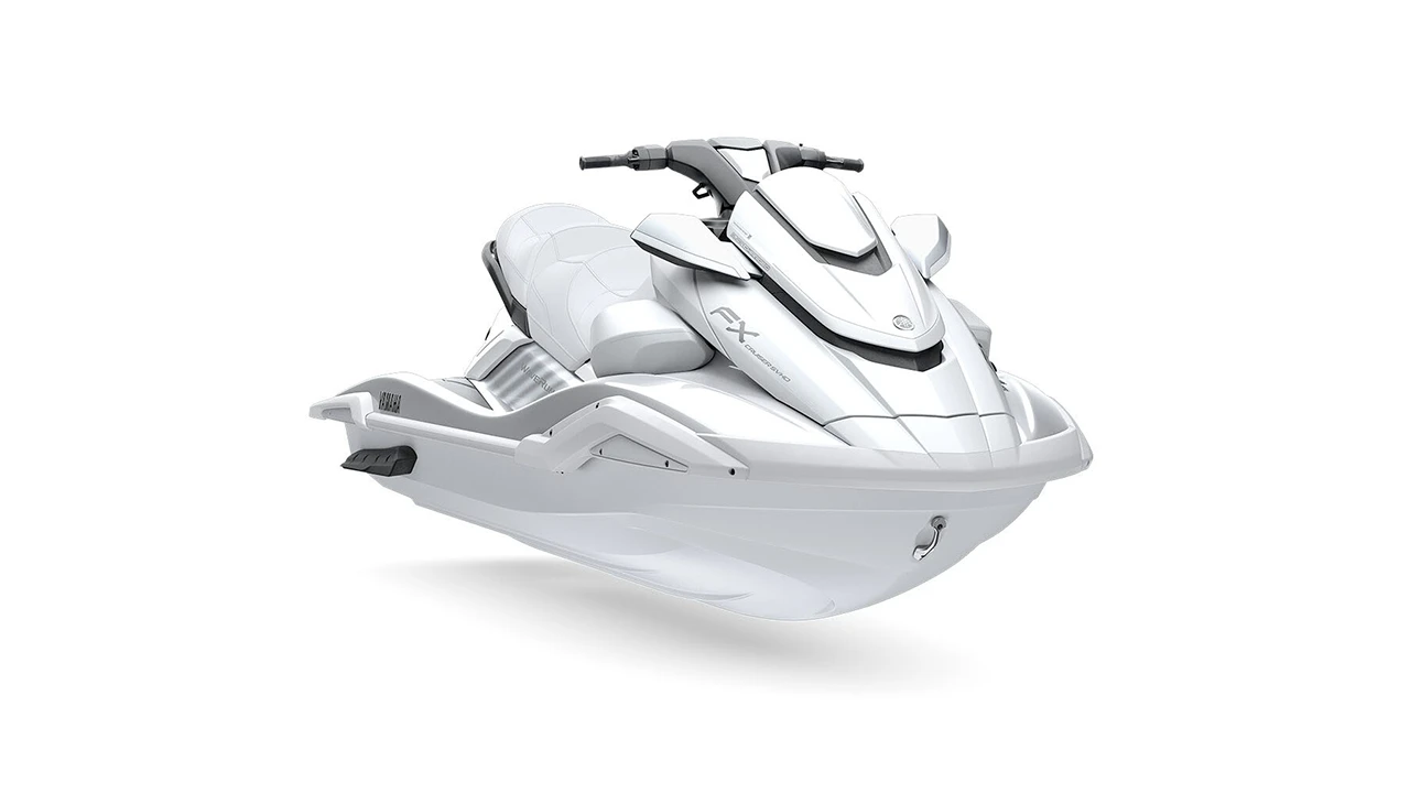 Deep-etched front view of a white jet ski