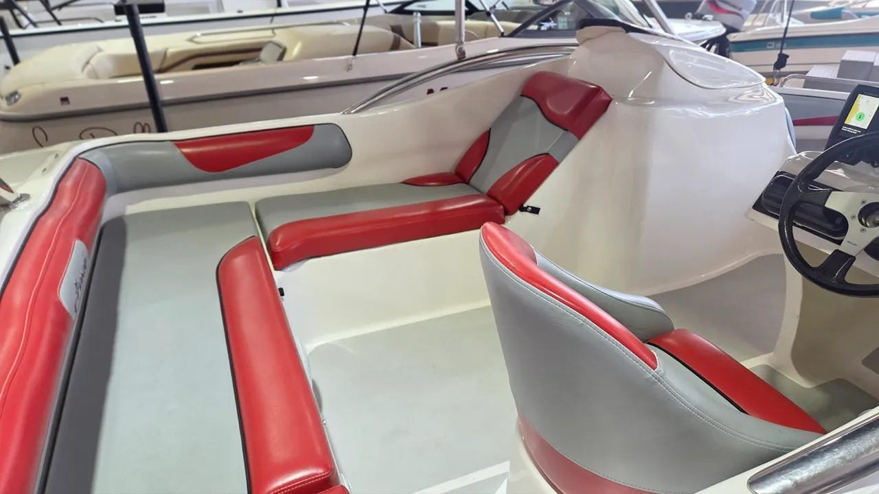 Red and grey stern seats
