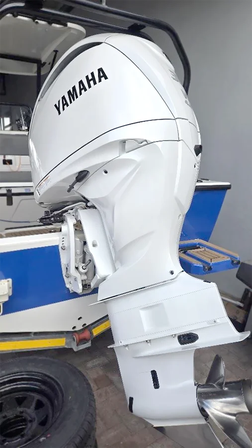 White Yamaha outboard