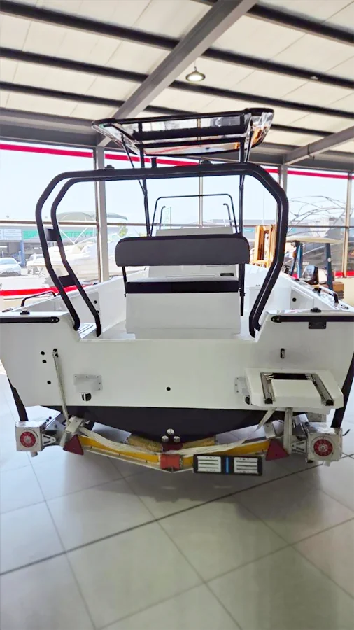 Stern of boat on trailer